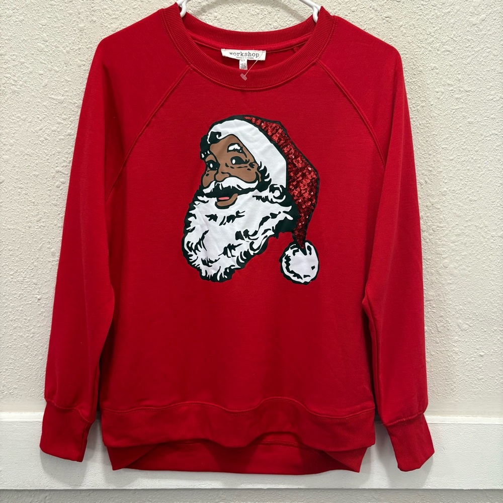 Workshop Republic Clothing Santa Christmas Light Sweatshirt Top Size Small NWT